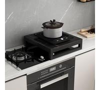 Cache Plaque de Cuisson, Couvre Plaque de Cuisson Gaz en Plaques de Pierre, Avec Support en Acier au Carbone, Agrandissement de L'espace de Cuisine, Facile À Nettoyer(BLACK-B,40x50cm/16x20in)