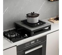 Cache Plaque de Cuisson, Couvre Plaque de Cuisson Gaz en Plaques de Pierre, Avec Support en Acier au Carbone, Agrandissement de L'espace de Cuisine, Facile À Nettoyer(BLACK-B,80x50cm/31x20in)