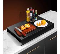 Cache Plaque de Cuisson en Acier Inoxydable, Couvre Plaque de Cuisson Gaz, Gaz/électrique, Agrandissement de L'espace de Cuisine, Facile À Nettoyer(Black,80x50x9cm/31x20x3.5in)