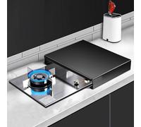 Cache Plaque de Cuisson en Acier Inoxydable, Couvre Plaque de Cuisson Gaz, Gaz/électrique, Agrandissement de L'espace de Cuisine, Facile À Nettoyer(Black,35x48x9cm/14x19x3.5in)