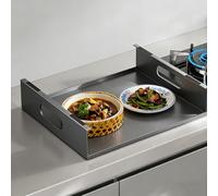 Cache Plaque de Cuisson Plateau de Service Couvercle de Cuisinière à Gaz avec Poignée, Couvercle de Cuisinière à Gaz de Cuisine avec Tampon Antidérapant(Gray,35x40x7cm (13.8x15.8x2.8in))