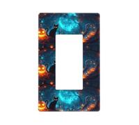 Cache-plaque murale d'Halloween citrouille et chat noir, plaque murale sans vis, taille standard 11,7 x 7,1 cm, couvercle décoratif pour interrupteur d'éclairage, polycarbonate thermoplastique