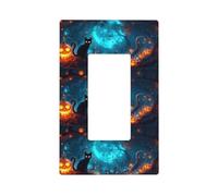 Cache-plaque murale d'Halloween motif citrouille et chat noir, 1 plaque murale de taille moyenne 12,7 x 7,6 cm, couvercle décoratif pour interrupteur d'éclairage, polycarbonate thermoplastique