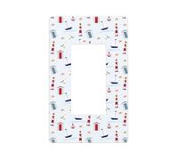 Cache-plaque murale en polycarbonate thermoplastique - Motif phare nautique - 1 bande - Sans vis - Taille standard - 11,7 x 7,1 cm