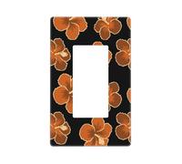 Cache-plaque murale en polycarbonate thermoplastique thermoplastique - Motif fleur noire et orange - 1 bande sans vis - Taille standard - 11,7 x 7,1 cm