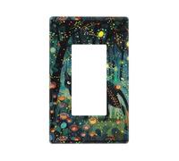 Cache-plaque murale mystique chat noir lucioles 1 gang plaques murales sans vis taille standard 11,7 x 7,1 cm, couvercle décoratif pour interrupteur, couvercle de sortie, polycarbonate thermoplastique