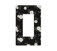 Cache-plaque murale noire à motif de roses - Plaques murales sans vis - Taille standard - 11,7 x 7,1 cm - Couvercle décoratif pour interrupteur - En polycarbonate thermoplastique