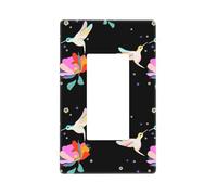 Cache-plaque murale noire en forme de colibri, 1 gang sans vis, taille standard 11,7 x 7,1 cm, couvercle décoratif pour interrupteur, cache-prise en polycarbonate thermoplastique