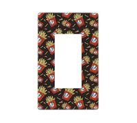 Cache-plaque murale noire en polycarbonate thermoplastique thermoplastique - 1 bande - Sans vis - Taille standard - 11,7 x 7,1 cm - Motif frites mignonnes