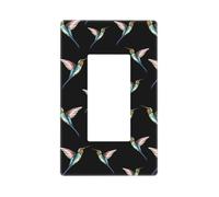 Cache-plaque murale noire imprimé colibri, 1 bande sans vis, taille standard 11,7 x 7,1 cm, couvercle décoratif pour interrupteur d'éclairage, couvercle de sortie, polycarbonate thermoplastique