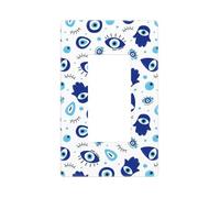 Cache-plaque murale vintage bleu mauvais œil, plaques murales sans vis de taille standard 11,7 x 7,1 cm, couvercle décoratif pour interrupteur, couvercle de sortie, polycarbonate thermoplastique