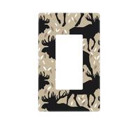 Cache-plaque murale vintage en forme de bois d'élan - Plaque murale sans vis - Taille standard - 11,7 x 7,1 cm - Couvercle décoratif pour interrupteur - En polycarbonate thermoplastique