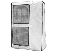 Cache Pompe a Chaleur, Protege Moteur Clim, Double Sortie D'air en Fibre de Polyester, Conception a Couverture Intégrale, Imperméable(Silver,110x45x150CM/43x18x59IN)