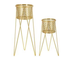 Cache-pot ajouré Mauro Ferretti Nat(x2) Doré 21x20x46-18x18x32 cm