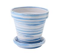 Cache-Pot Rond avec Soucoupe Julio en Céramique Bleu D27cm
