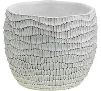 Cache-pot Béton Blanc Vintage Coupe Nid d'abeille Décoration Vase H15cm Ø15cm