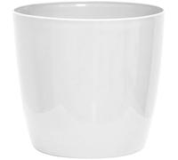 Cache-pot brillant - GARDEN ID - Shiny Blanc avec roulettes - 30 x 27 cm - Aspect céramique - Étanche - Déplacement aisé