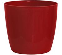 Cache-pot brillant - GARDEN ID - Shiny Rouge avec roulettes - 30 x 27 cm - Aspect céramique - Étanche - Déplacement aisé