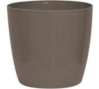 Garden ID - Cache-pot brillant Shiny Taupe - 30 x 27 cm - Aspect céramique, étanche, roulettes