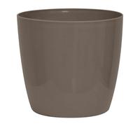 Cache-pot brillant - GARDEN ID - Shiny Taupe avec roulettes - 35 x 32 cm - Aspect céramique - Étanche - Déplacement aisé