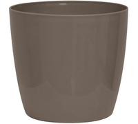 Cache-pot brillant - GARDEN ID - Shiny Taupe avec roulettes - 35 x 32 cm - Aspect céramique - Étanche - Déplacement aisé