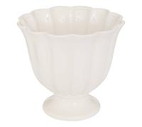 CACHE-POT CÉRAMIQUE FLORAL 25.3X24CM BLANC
