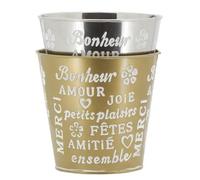 Cache-pot cylindrique en métal laqué doré et argenté - AUBRY GASPARD - Amour ø 13 cm