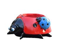 Cache-pot de 25 cm de diamètre - Simulation de béton - Pot de fleurs en résine synthétique - Entrées colorées - Quatre saisons - Grand pot de fleurs en plastique (rouge, taille unique)