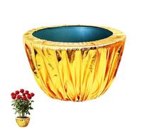 Cache-pot de fleurs - Cache-pot doré respirant de 26 à 30 cm pour décoration d'intérieur, enveloppe extérieure décorative avec design brillant en métal, matériel de présentation botanique pour