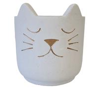 Cache Pot de Fleurs Chat Blanc