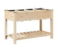 vidaXL Cache-pot de jardin avec étagère 115x59x76,5 cm Bois de sapin massif Beige pour extérieur