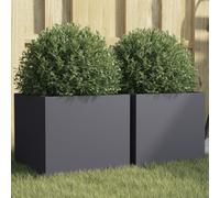 Vidaxl Jardinières 2 Pcs Argenté 32x30x29 Cm Acier Inoxydable