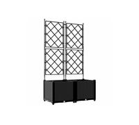 vidaXL Cache-pot de jardin avec treillis 2 pcs Noir 80 x 40 x 143 cm Acier
