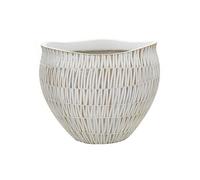 Cache-Pot Déco Rond en Résine 30cm Or & Blanc