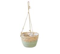 Cache-pot d'extérieur, panier à plantes, panier suspendu, tissé à la main, pour plantes, pot de fleurs, panier suspendu, panier à plantes, panier à plantes, diamètre : 30 cm, hauteur : vert, taille