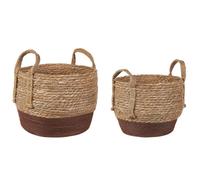 Cache-pot d'intérieur - BELIANI - Ensemble de 2 paniers en herbier marin - Rond - Deux couleurs - 30 x 30 cm