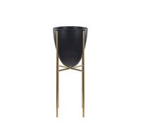 Cache-Pot En Acier Noir Avec Pieds Dorés 16 X 16 X 41 Lefki Noir
