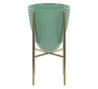 Cache-pot de Fleurs sur Pieds Vert et Doré pour Plantes et Fleurs Décoration Salon Glamour