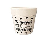 Cadoons Cache Pot en Bambou d'amour et d'eau fraiche - Diamètre 13.5 cm - Hauteur 12 cm