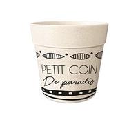 SUD TRADING Cache Pot en Bambou petit coin de paradis - Hauteur 15.5 cm - Diamètre 17 cm