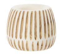 Cache-Pot en Bois "Ying" 20cm Blanc & Naturel