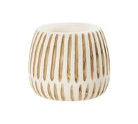 Cache-Pot en Bois "Ying" 20cm Blanc & Naturel