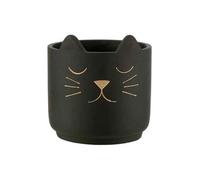 J-Line pot de fleurs Chat Déco - céramique - noir/or - large - Ø 19.00 cm