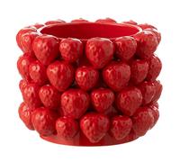 Cache-Pot rond en Céramique design fraises en relief 25cm Rouge