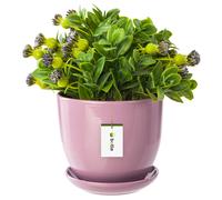 Cache-pot en céramique pot de fleur peint en céramique rose poudré avec soucoupe