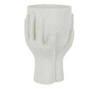 Cache-Pot en Ciment "Mains" 24cm Blanc