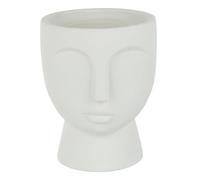 Cache-Pot en Ciment Visage 22cm Blanc