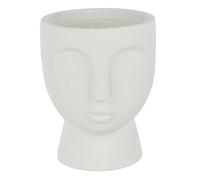 Cache-Pot en Ciment "Visage" 22cm Blanc Blanc G