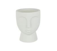Cache-Pot en Ciment "Visage" 22cm Blanc
