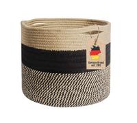 Cache-pot en corde de coton marron et noir 20 x 20 cm - panier de rangement pour plantes, pot de fleurs et herbes aromatiques